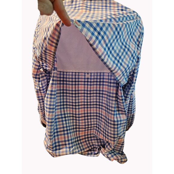 Mens Vineyard Vines Performance Harbor Shirt Fishing Pink Blue Gingham sz XL - Picture 5 of 12
